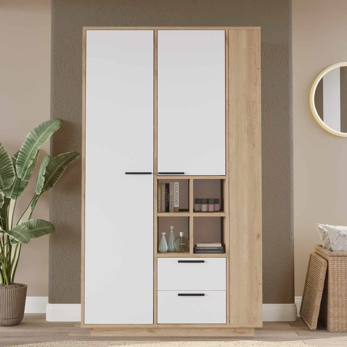 Hanah Home Armario Multiusos Natural y Blanco Hanah Home Armario Multiusos Natural y Blanco